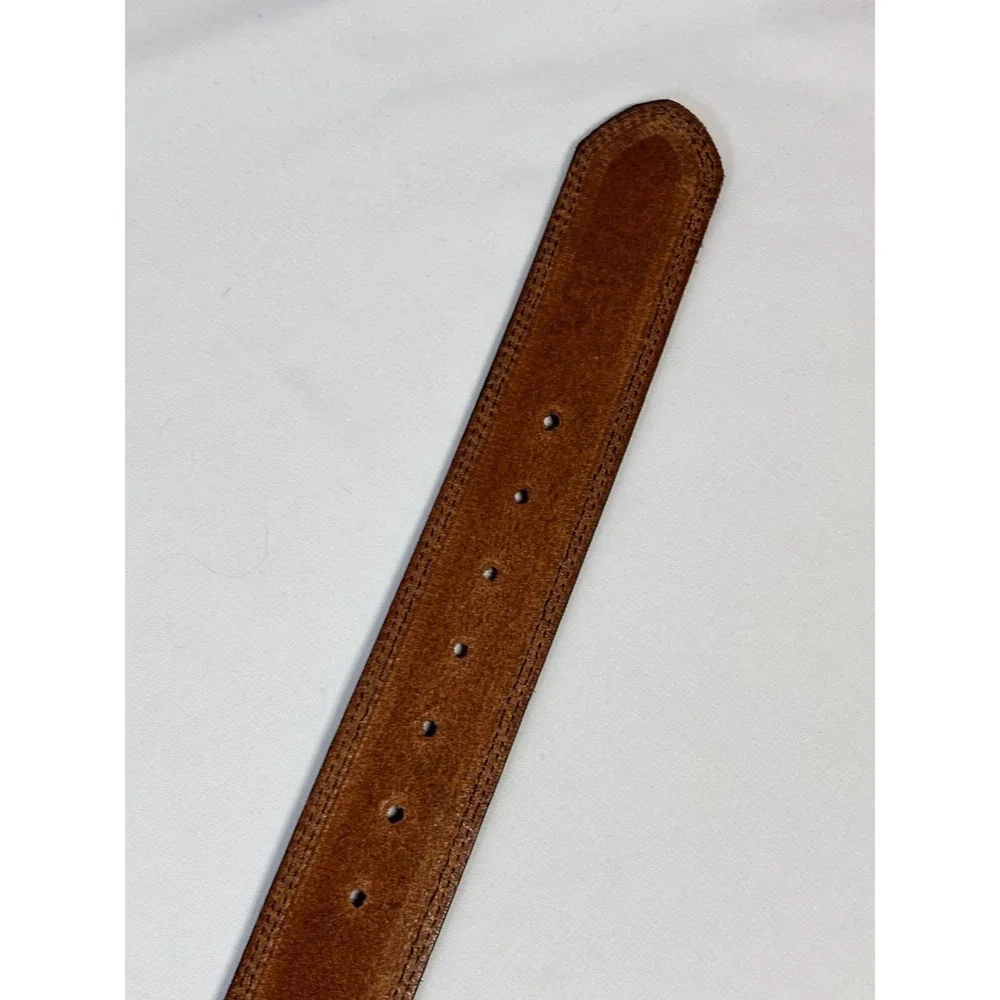 John Deere Mens Brown Leather Belt XL 42-44 Genuine Leather Black Buckle 71201